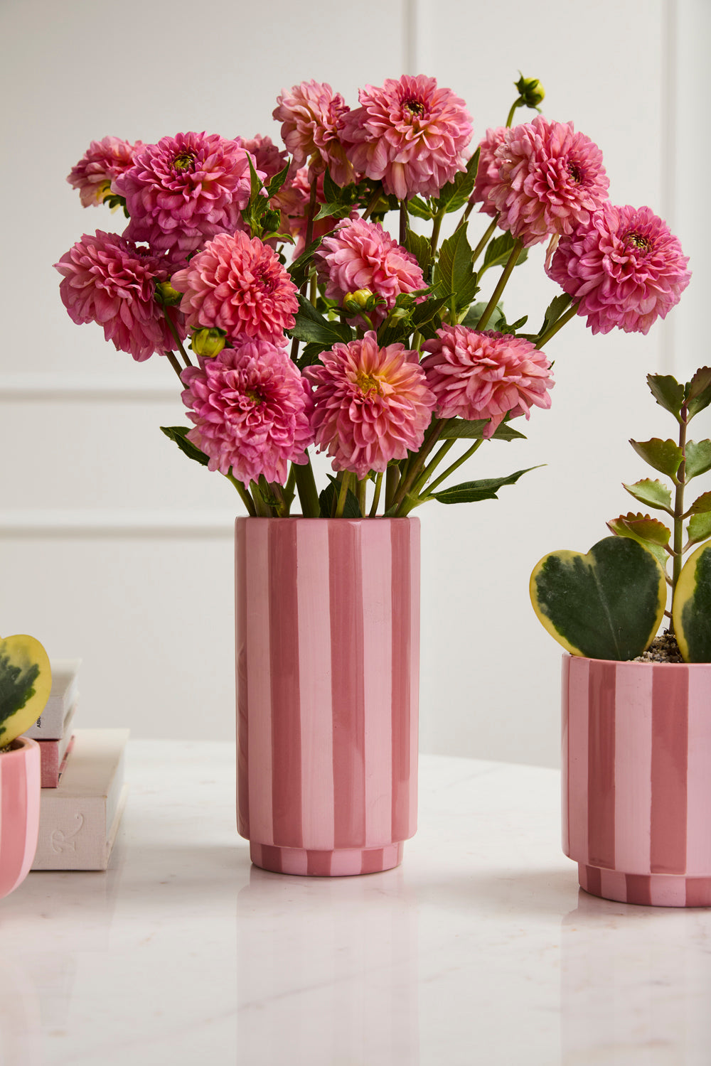 Pink Striped Collection Set of 4 By Accent Decor | Stands | Modishstore - 10