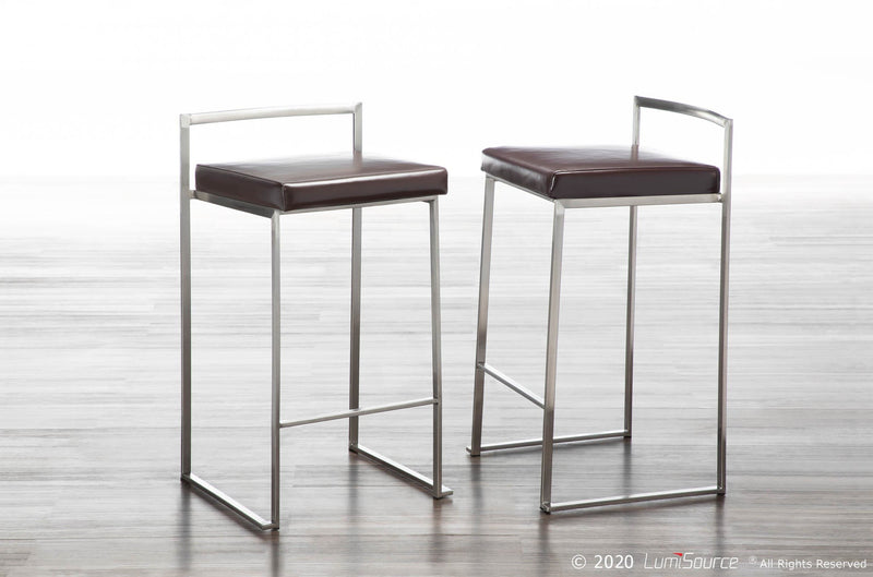 Fuji Stacker 26" Fixed-Height Counter Stool - Set of 3 By LumiSource - B26-FUJIPU SSBK3 | Counter Stools | Modishstore - 10