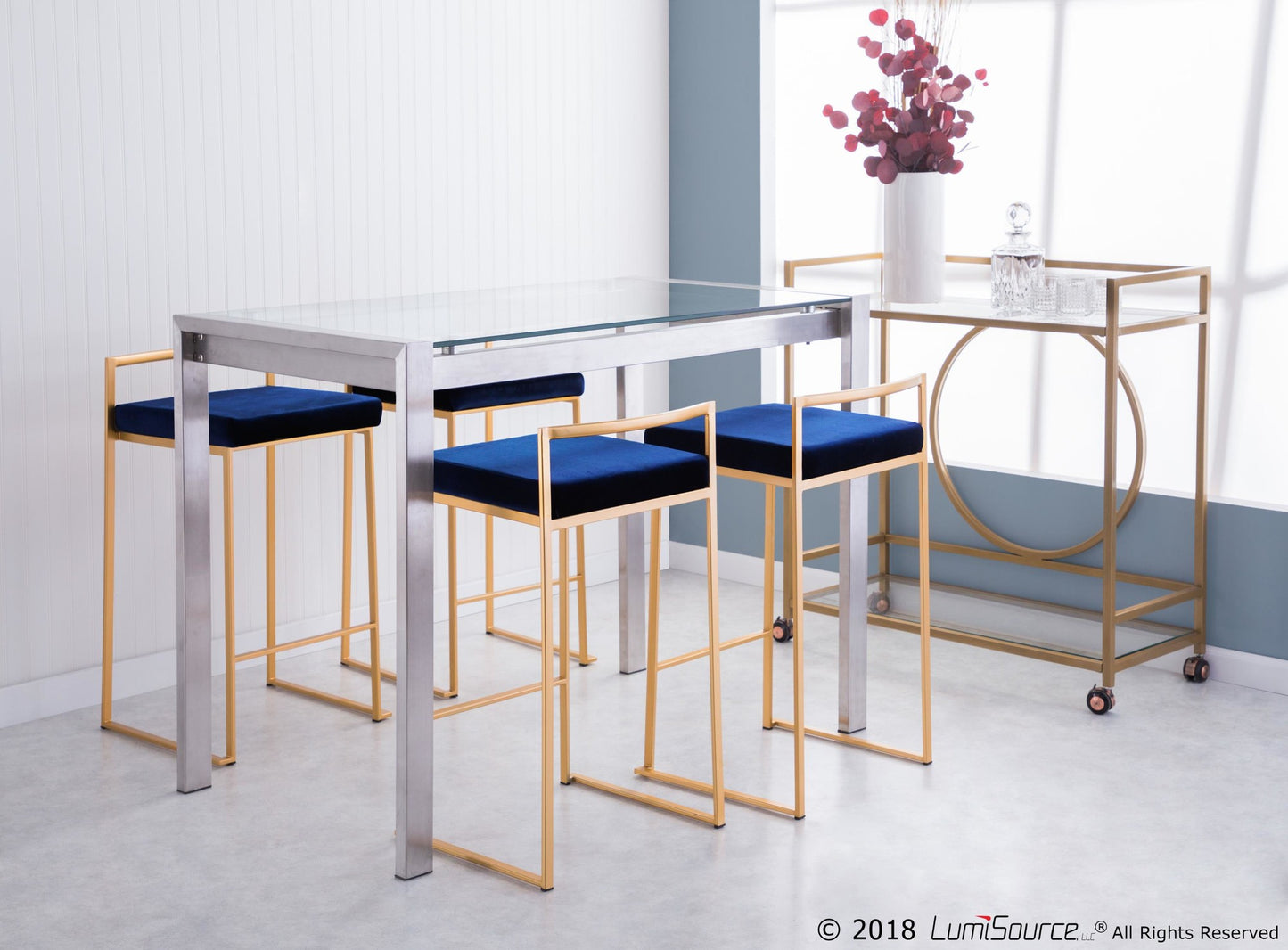 Fuji Stacker 26" Fixed-Height Counter Stool - Set of 3 By LumiSource - B26-FUJIV AUBK3 | Counter Stools | Modishstore - 13