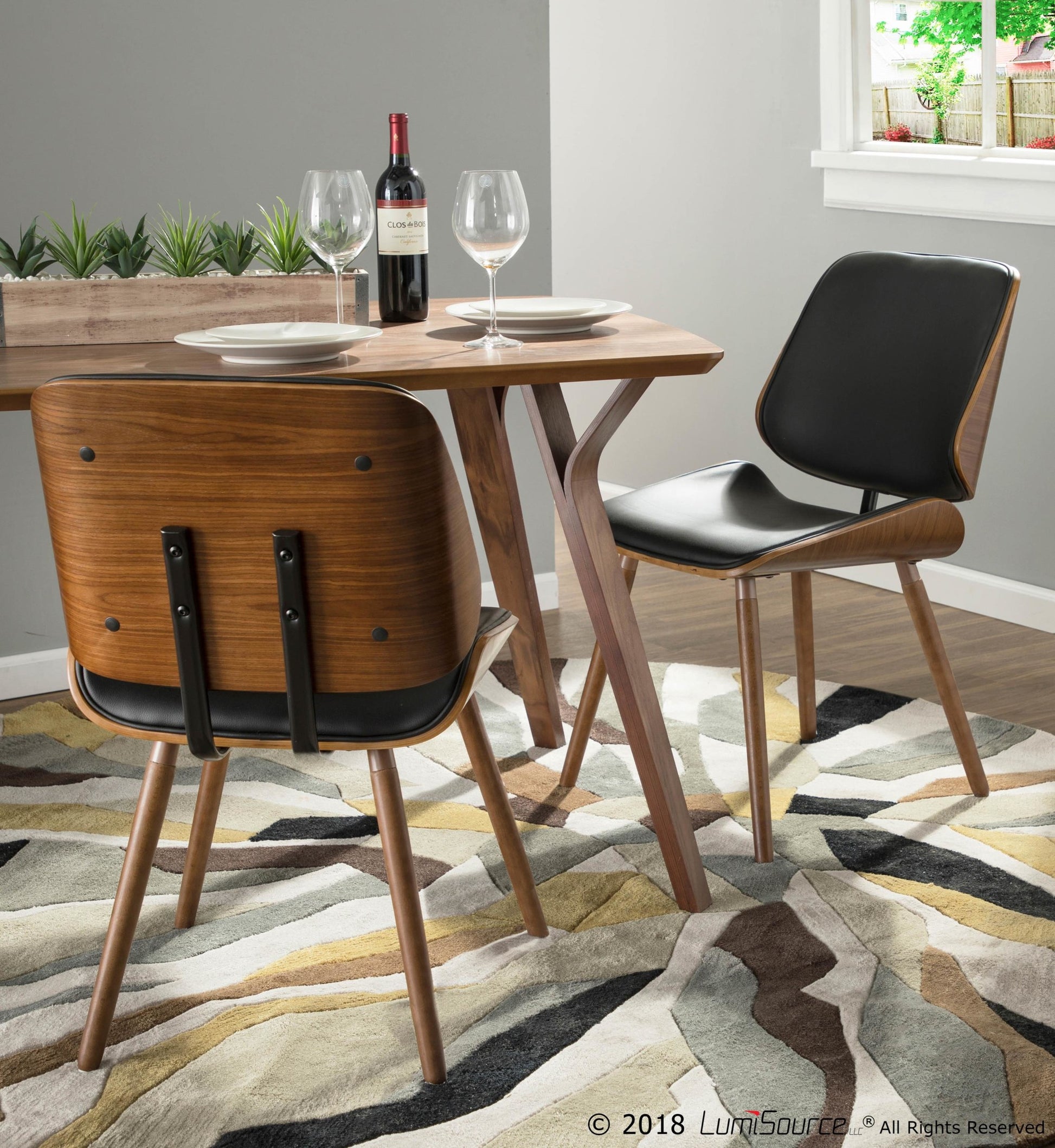 Lombardi Chair - Set of 2 By LumiSource - CH-LMB WL+BK2 | Dining Chairs | Modishstore - 2