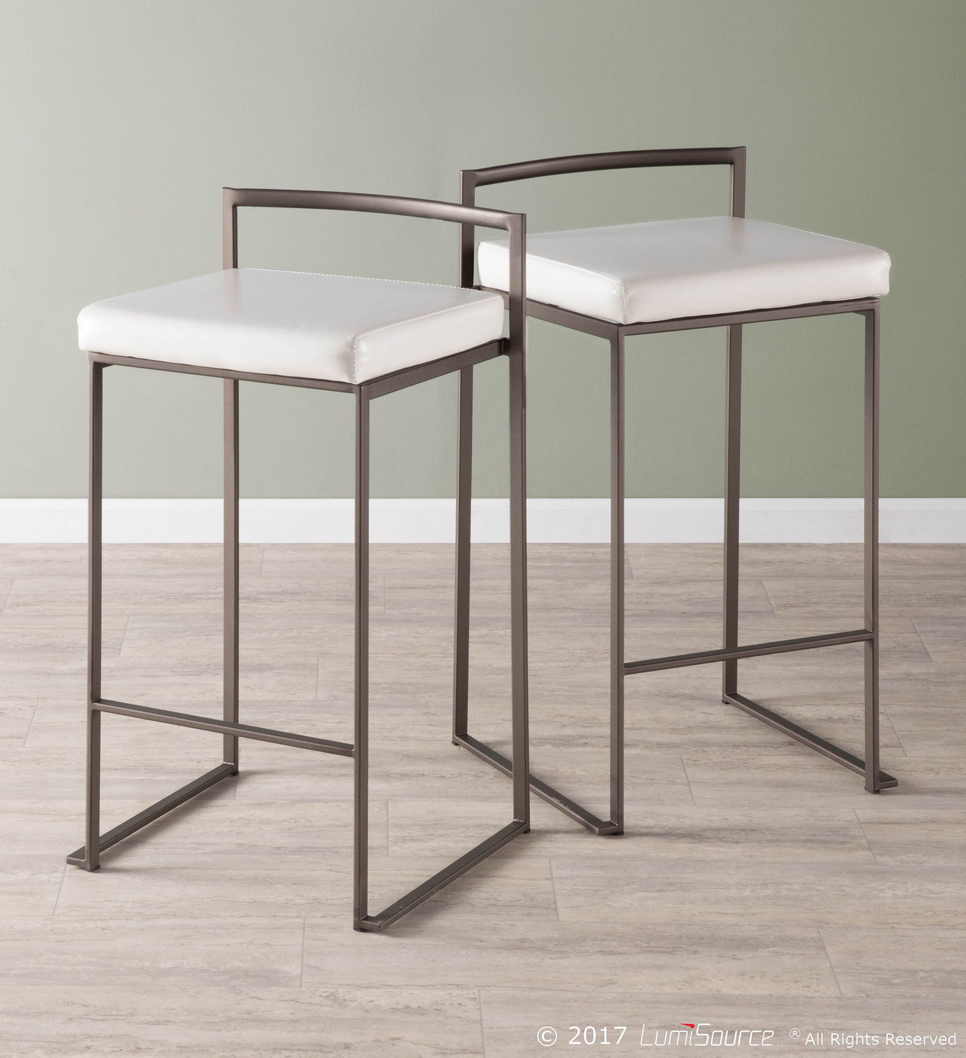 Fuji Stacker Counter Stool - Set of 2 By LumiSource - B26-FUJI AN+W2 | Counter Stools | Modishstore