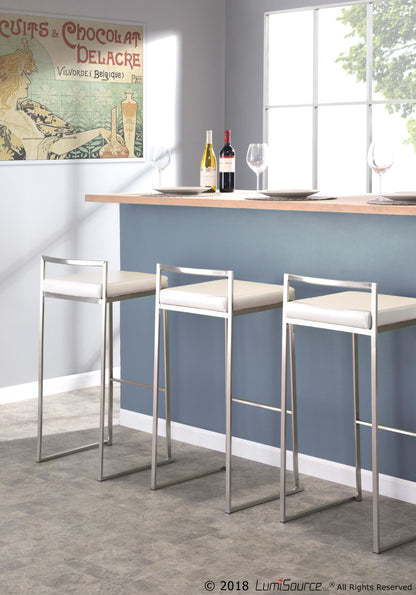 Fuji Stacker 30" Fixed-Height Barstool - Set of 3 By LumiSource - B30-FUJIPU SSBK3 | Bar Stools | Modishstore - 18