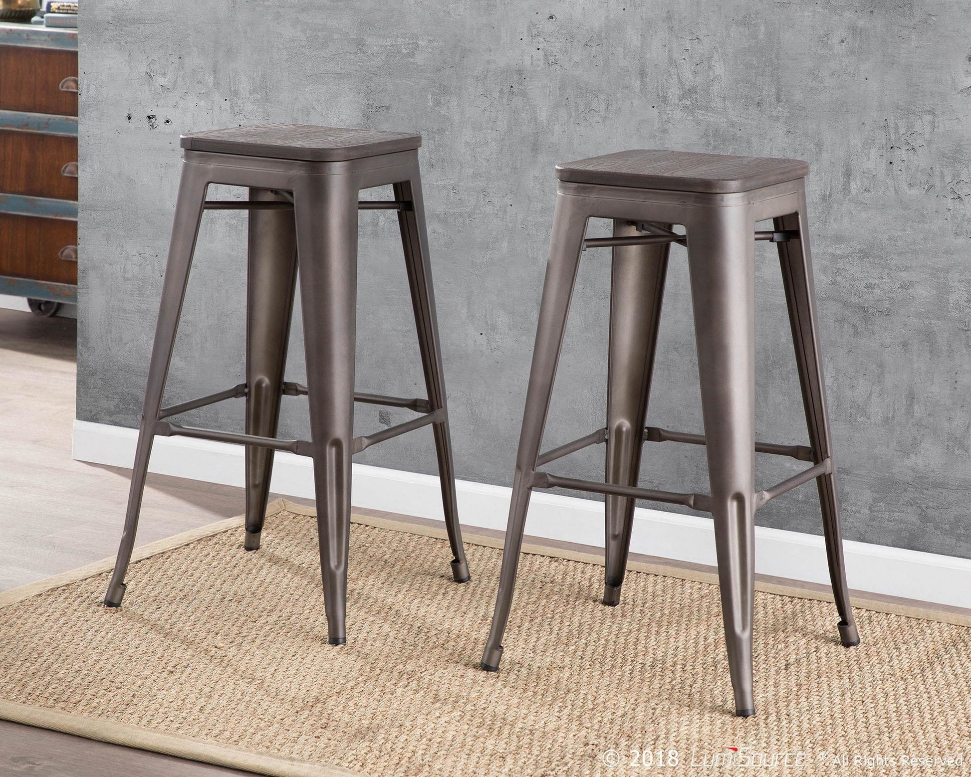 Oregon Barstool - Set of 2 By LumiSource - BS-TW-OR DK+AN2 | Bar Stools | Modishstore - 3