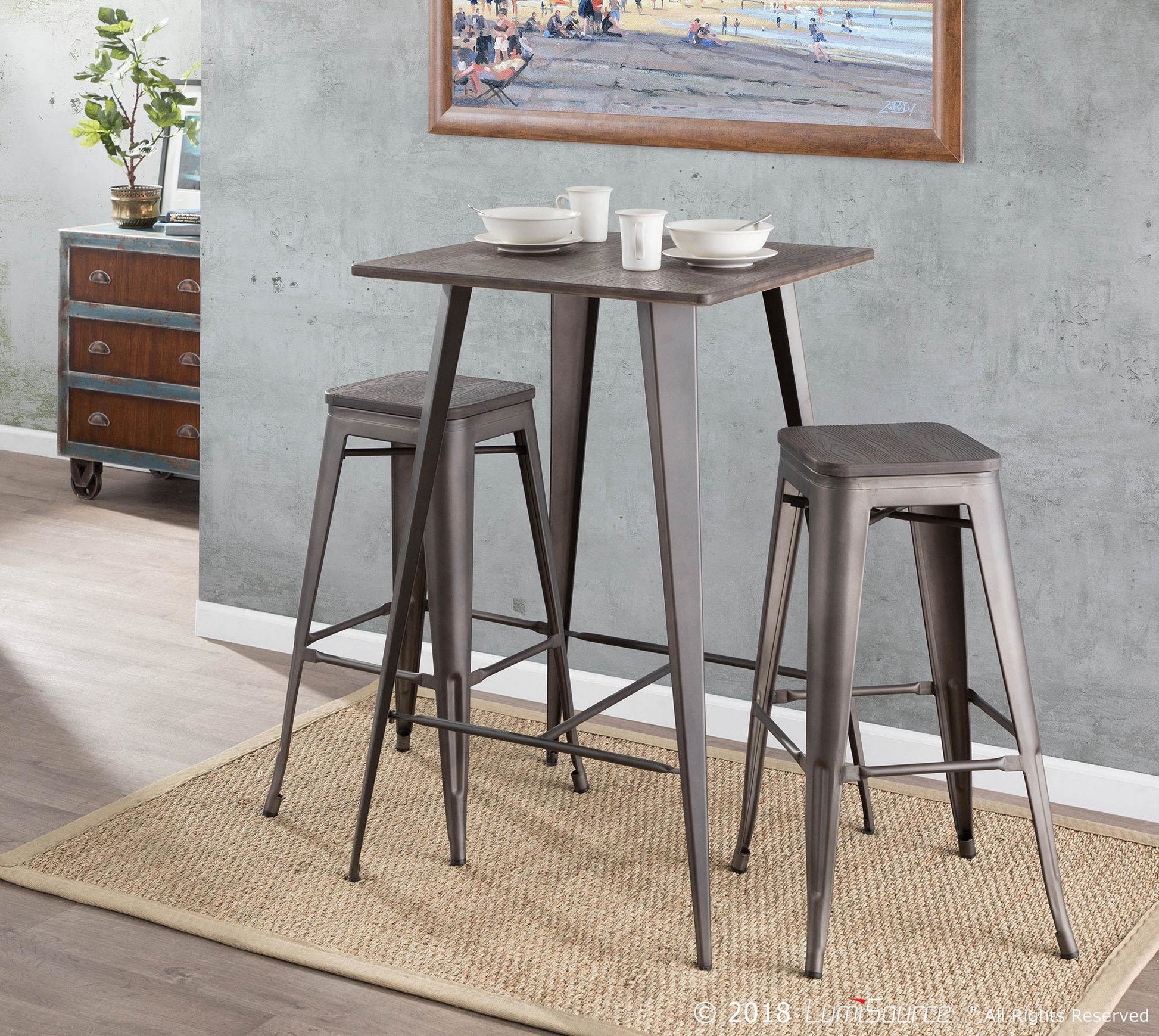 Oregon Barstool - Set of 2 By LumiSource - BS-TW-OR DK+AN2 | Bar Stools | Modishstore - 2