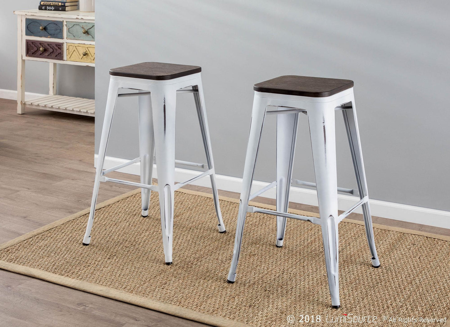 Oregon Barstool - Set of 2 By LumiSource - BS-TW-OR DK+AN2 | Bar Stools | Modishstore - 12