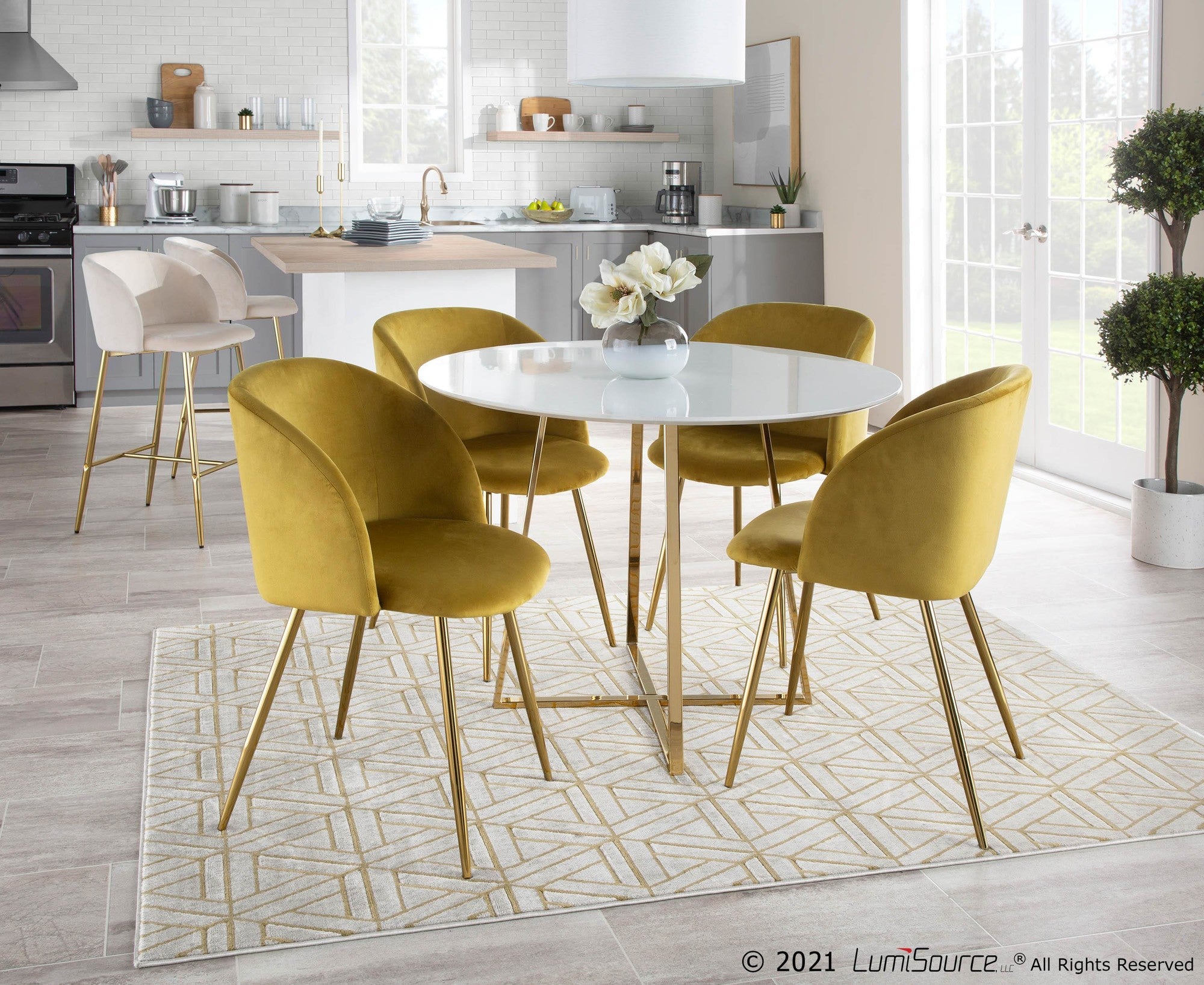 LumiSource Fran Chair, Upholstered Dining Chairs, Contemporary Dining Chair, Kitchen Chairs for Dining Table, Dining Chairs Set of 2 - Thumbnail 3