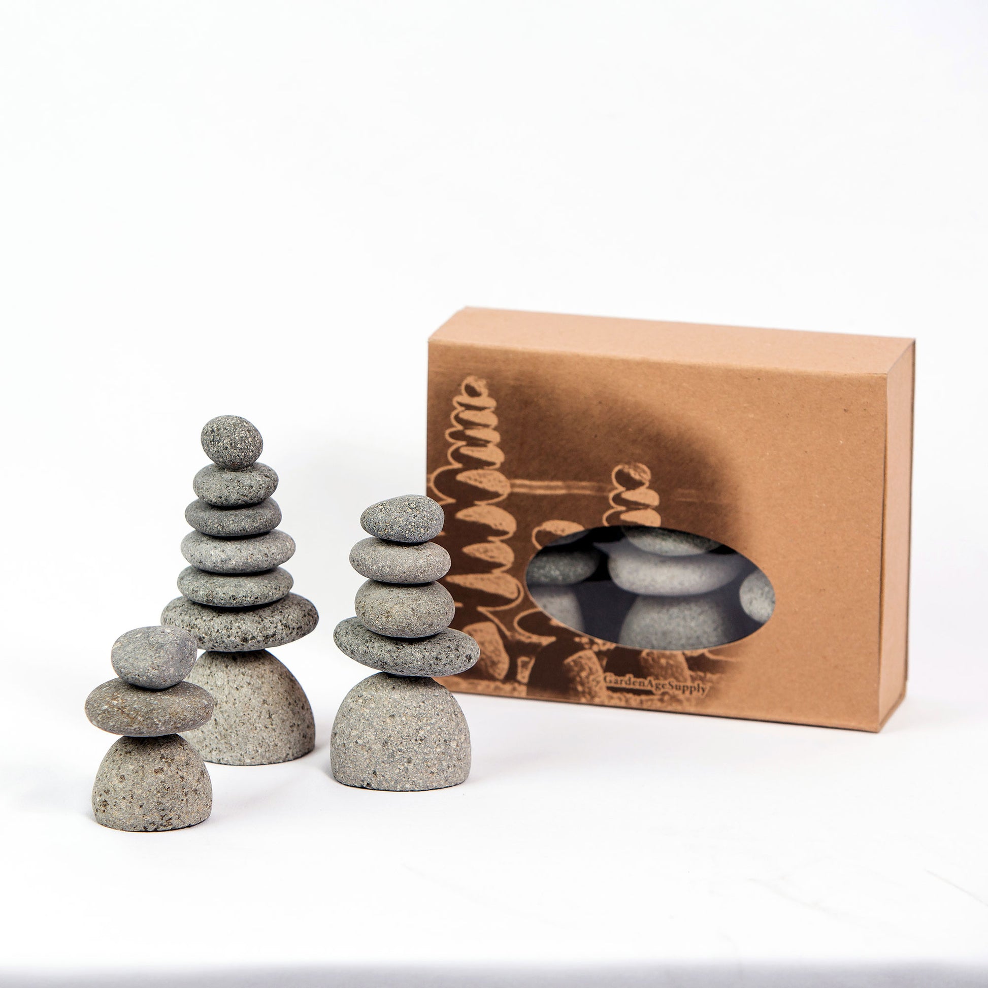 Mini Rock Cairns - Set of 3 Set of 6 By Garden Age Supply | Sculptures | Modishstore - 1
