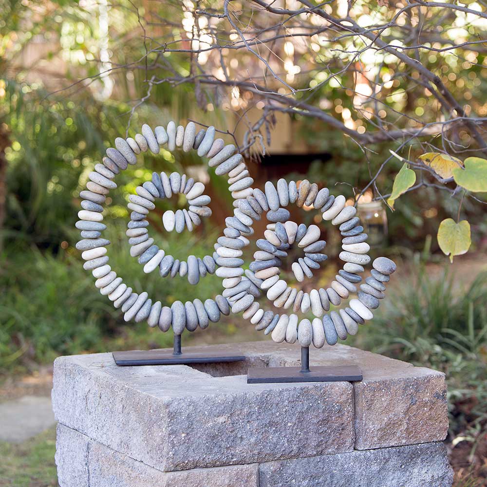 Stone Spiral on Stand By Garden Age Supply | Minerals and Stones | Modishstore - 1