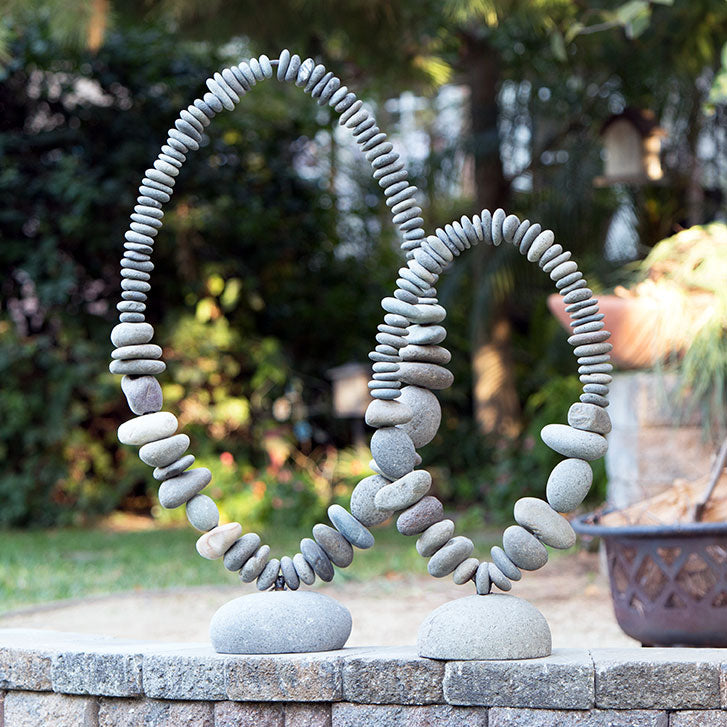 Stone Oval Ring on Stand By Garden Age Supply | Minerals and Stones | Modishstore - 2