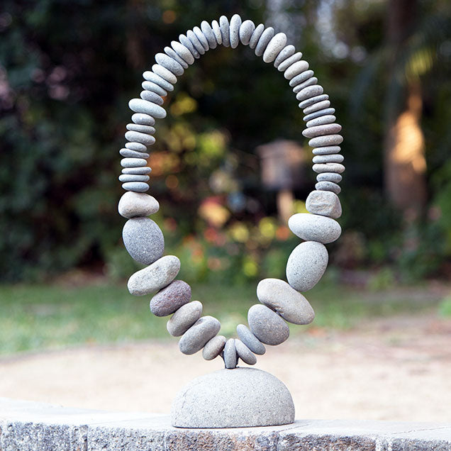 Stone Oval Ring on Stand By Garden Age Supply | Minerals and Stones | Modishstore - 3