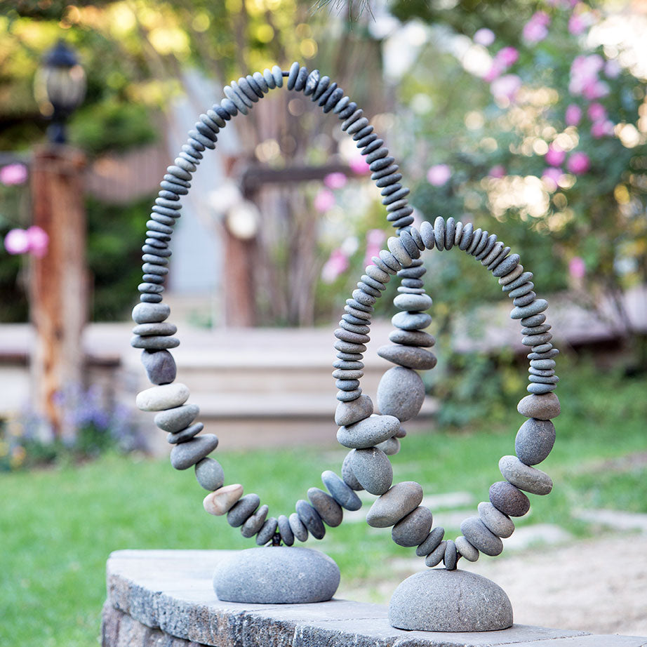 Stone Oval Ring on Stand By Garden Age Supply | Minerals and Stones | Modishstore - 1