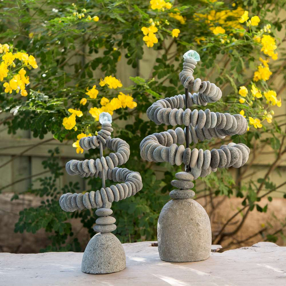 Spiral Cairn Large Set of 2 By Garden Age Supply | Sculptures | Modishstore - 2
