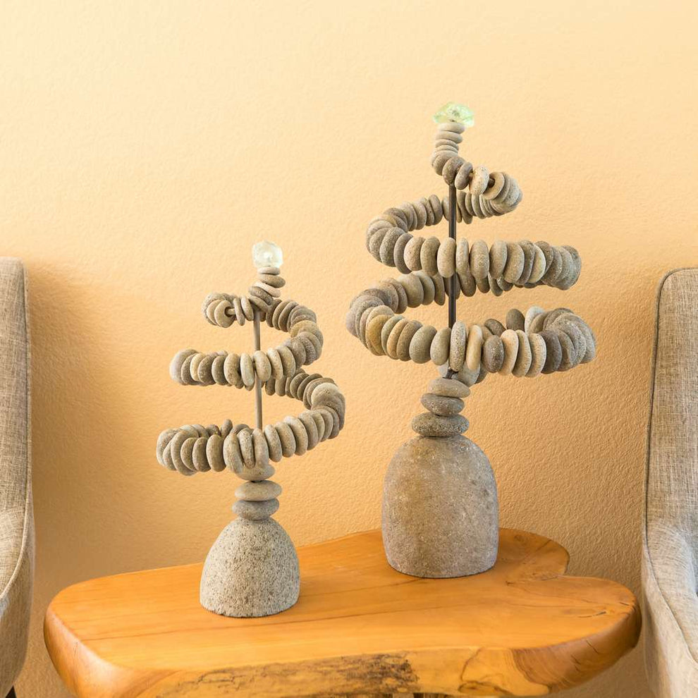 Spiral Cairn Small Set of 2 By Garden Age Supply | Sculptures | Modishstore - 3