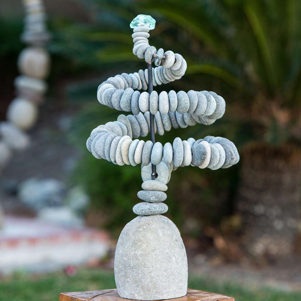 Spiral Cairn Large Set of 2 By Garden Age Supply | Sculptures | Modishstore - 1