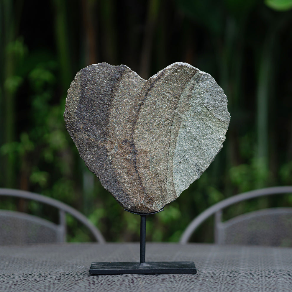 Solid Slate Heart on Stand Set of 2 By Garden Age Supply | Sculptures | Modishstore - 3