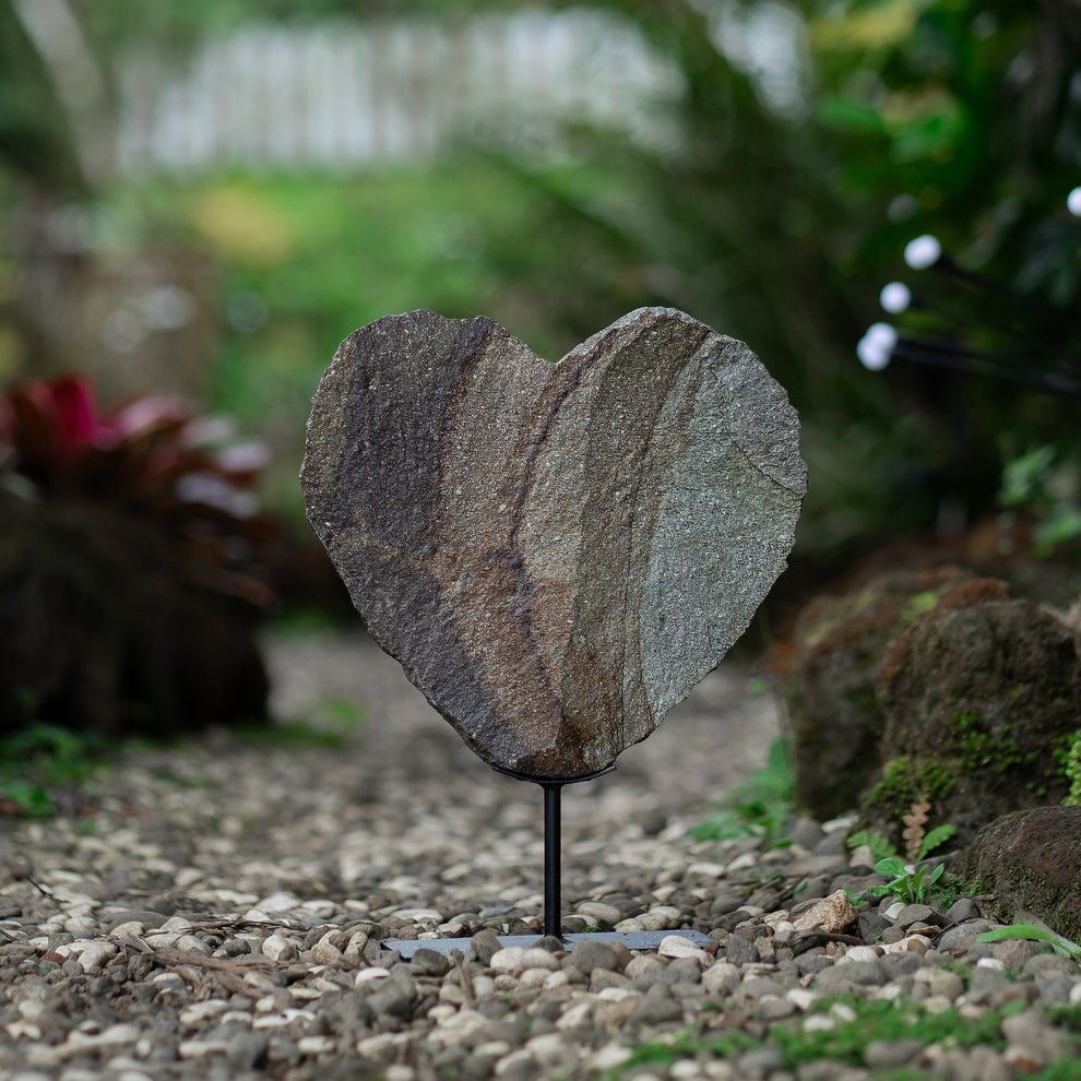 Solid Slate Heart on Stand Set of 2 By Garden Age Supply | Sculptures | Modishstore - 2