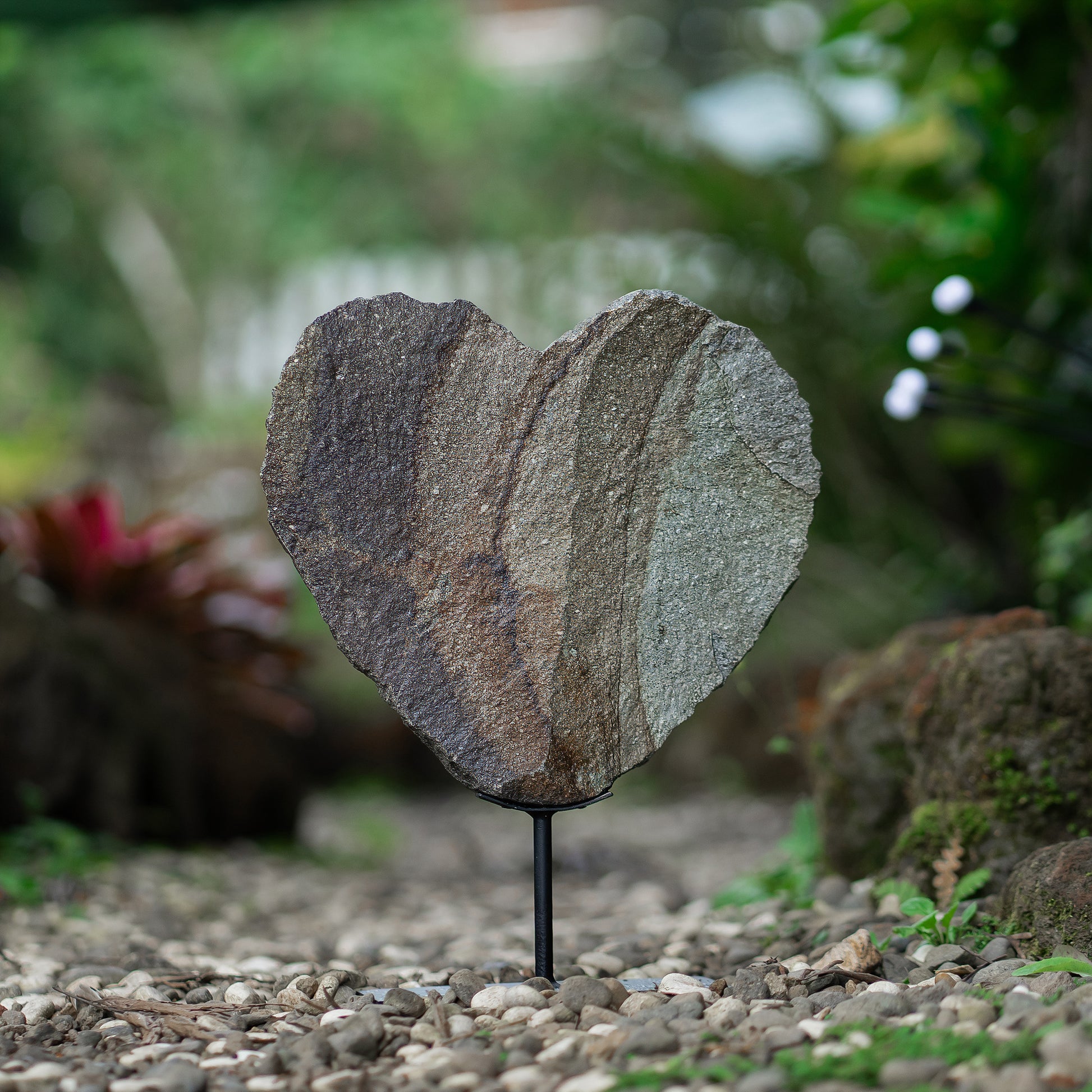 Solid Slate Heart on Stand Set of 2 By Garden Age Supply | Sculptures | Modishstore - 1