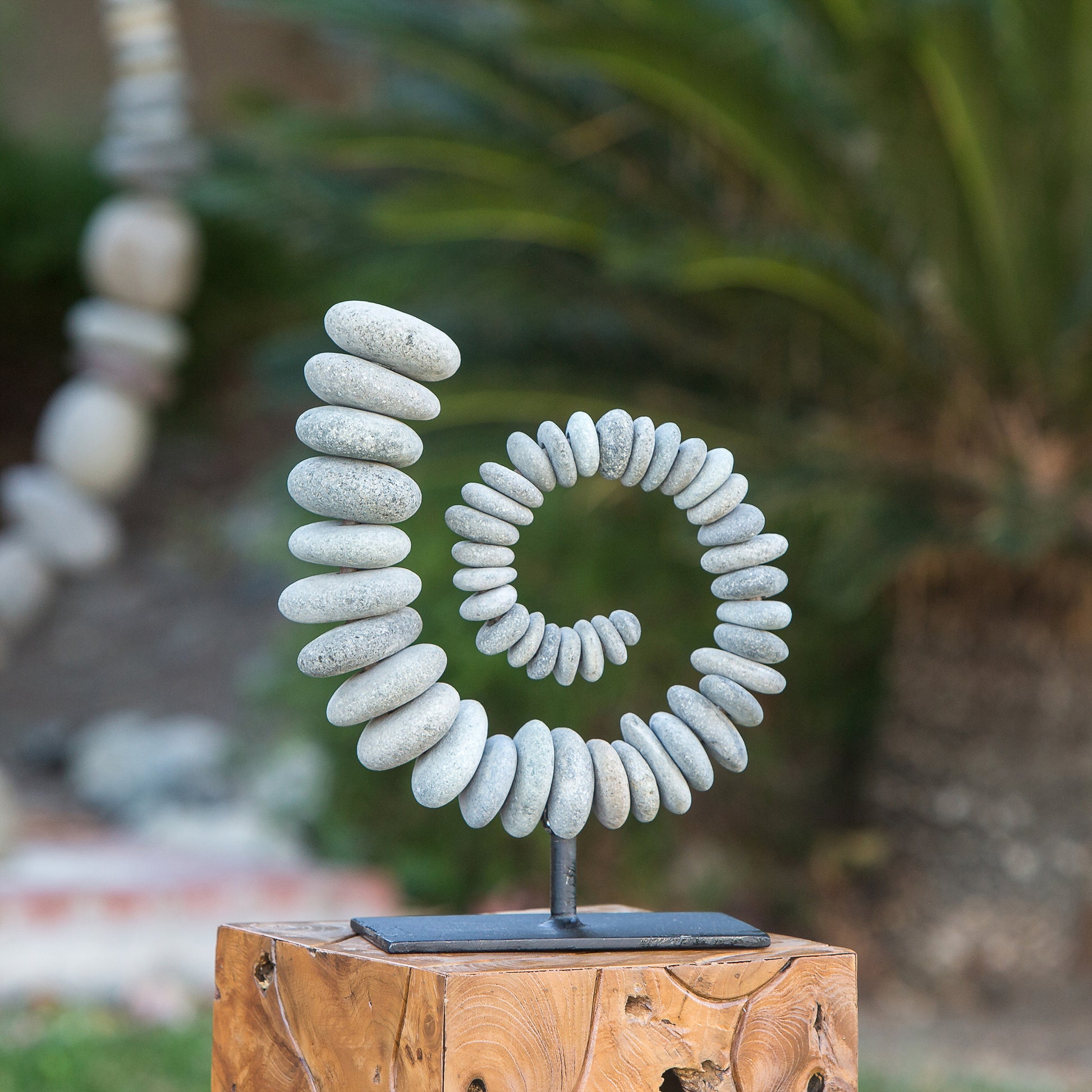 Stone Fibonacci on Stand Set of 2 By Garden Age Supply | Minerals and Stones | Modishstore - 1