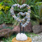 Beach Pebble Double Heart on Stand Set of 2 By Garden Age Supply