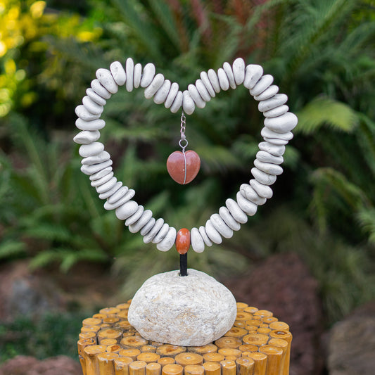 White Pebble Heart Stand Set of 2 By Garden Age Supply | Sculptures | Modishstore - 1