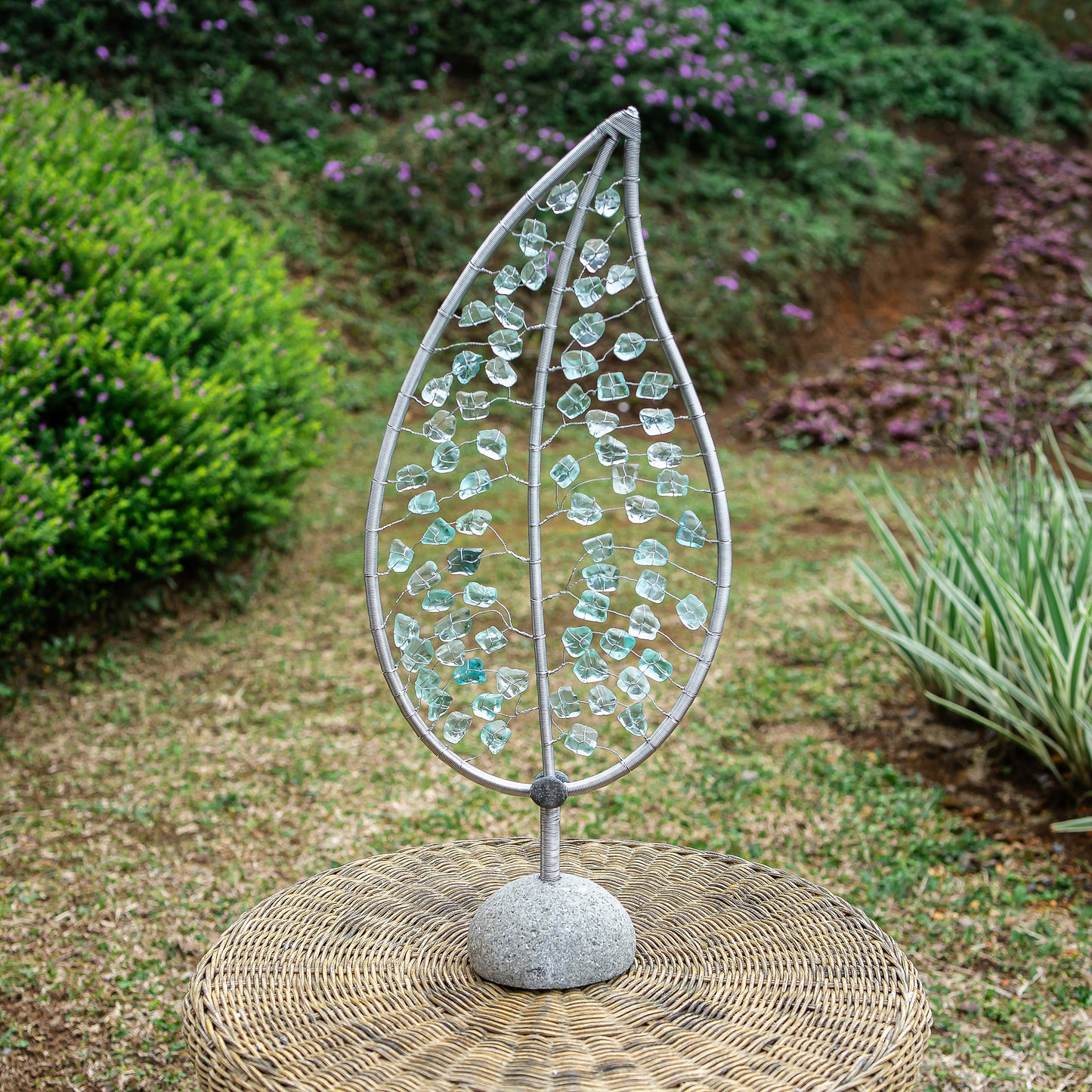 Recycled Glass Leaf on Stand Set of 2 By Garden Age Supply