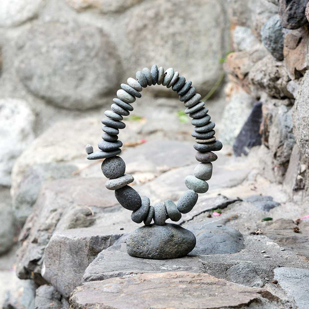 Mini Oval Stand Rock Cairn Set of 2 By Garden Age Supply | Sculptures | Modishstore - 2