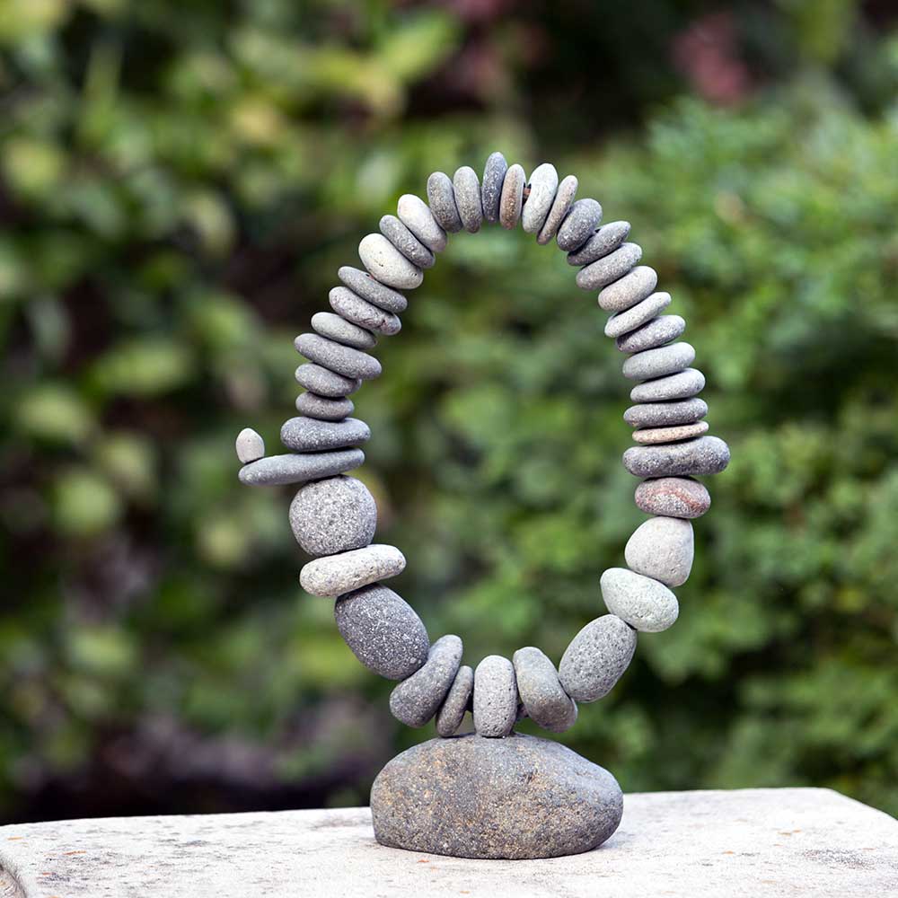 Mini Oval Stand Rock Cairn Set of 2 By Garden Age Supply | Sculptures | Modishstore - 1