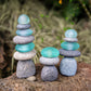 Mini Cairns Grey Stone & Glass - Set of 3 Set of 6 By Garden Age Supply
