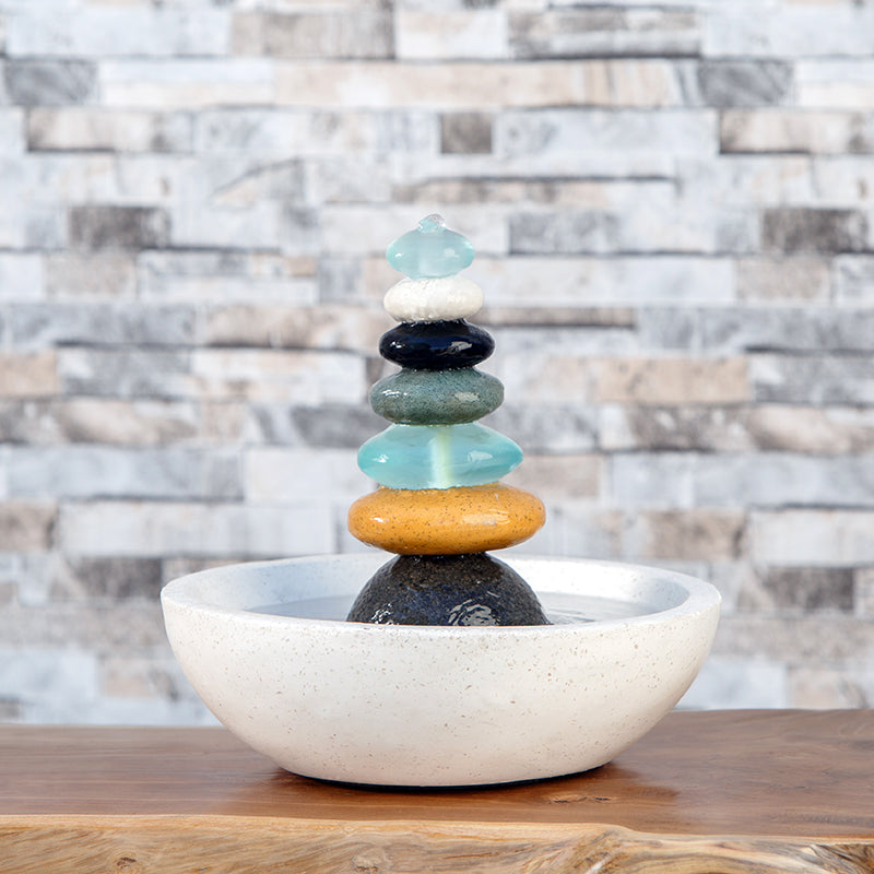 Rock Cairn Fountain with Glass By Garden Age Supply | Sculptures | Modishstore - 1