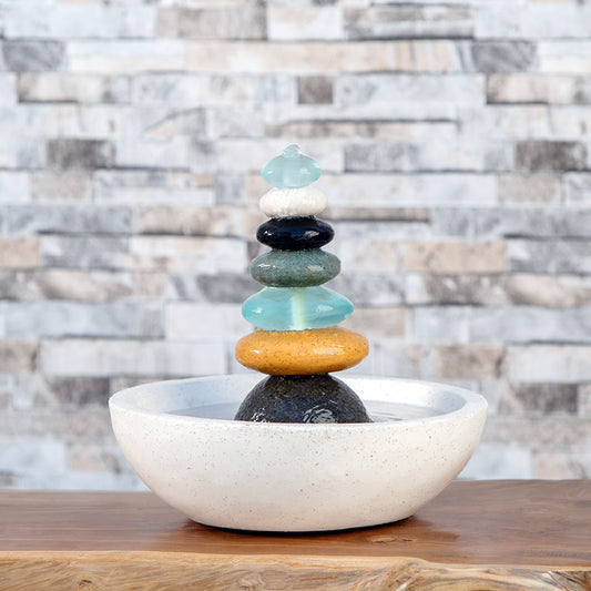 Rock Cairn Fountain with Glass By Garden Age Supply | Sculptures | Modishstore - 1