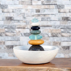 Rock Cairn Fountain with Glass By Garden Age Supply