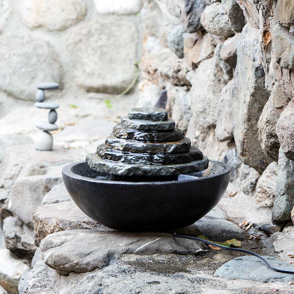 Slate Tower Water Fountain By Garden Age Supply | Sculptures | Modishstore - 1
