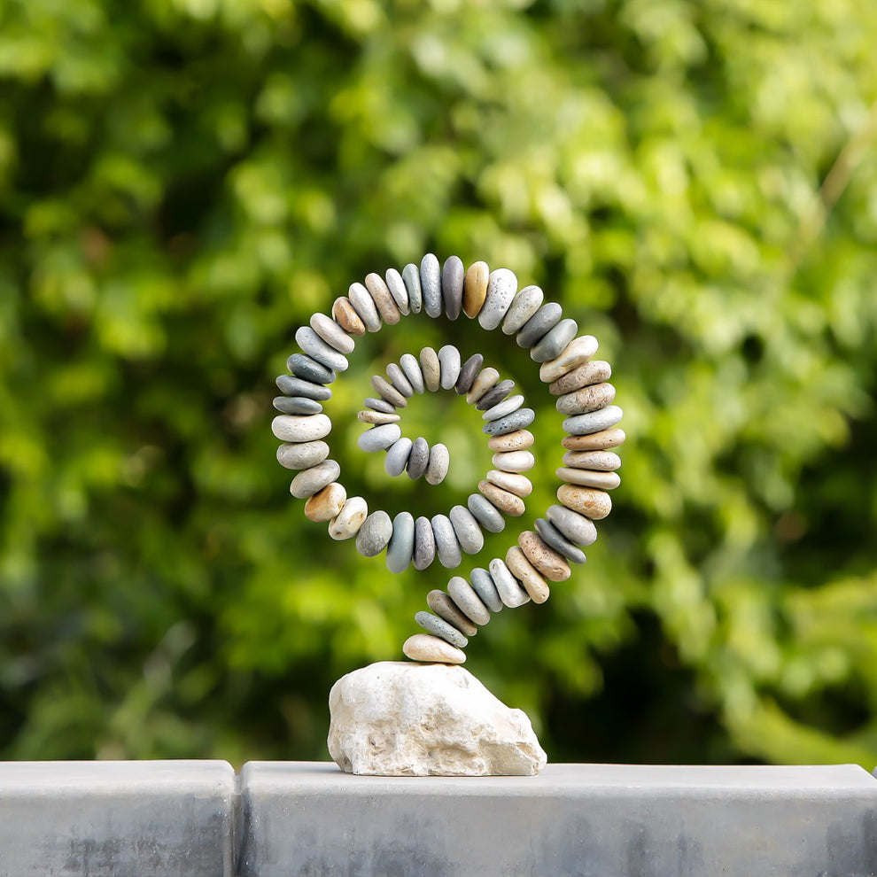 Beach Pebble Spiral on White Stone By Garden Age Supply | Minerals and Stones | Modishstore - 4