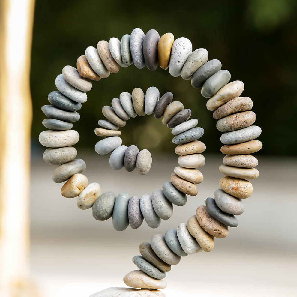 Beach Pebble Spiral on White Stone By Garden Age Supply | Minerals and Stones | Modishstore - 5