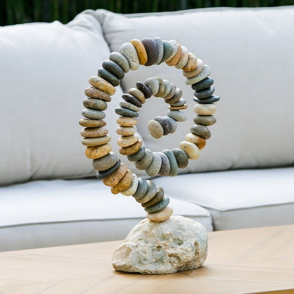 Beach Pebble Spiral on White Stone By Garden Age Supply | Minerals and Stones | Modishstore - 1