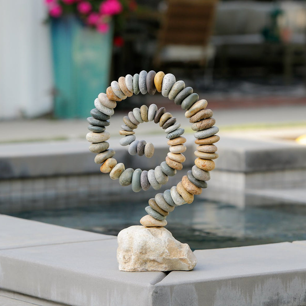Beach Pebble Spiral on White Stone By Garden Age Supply | Minerals and Stones | Modishstore - 2