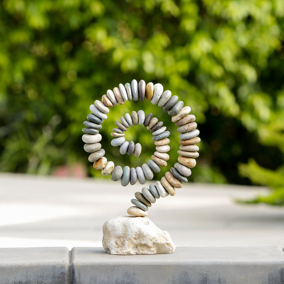 Beach Pebble Spiral on White Stone By Garden Age Supply | Minerals and Stones | Modishstore - 3