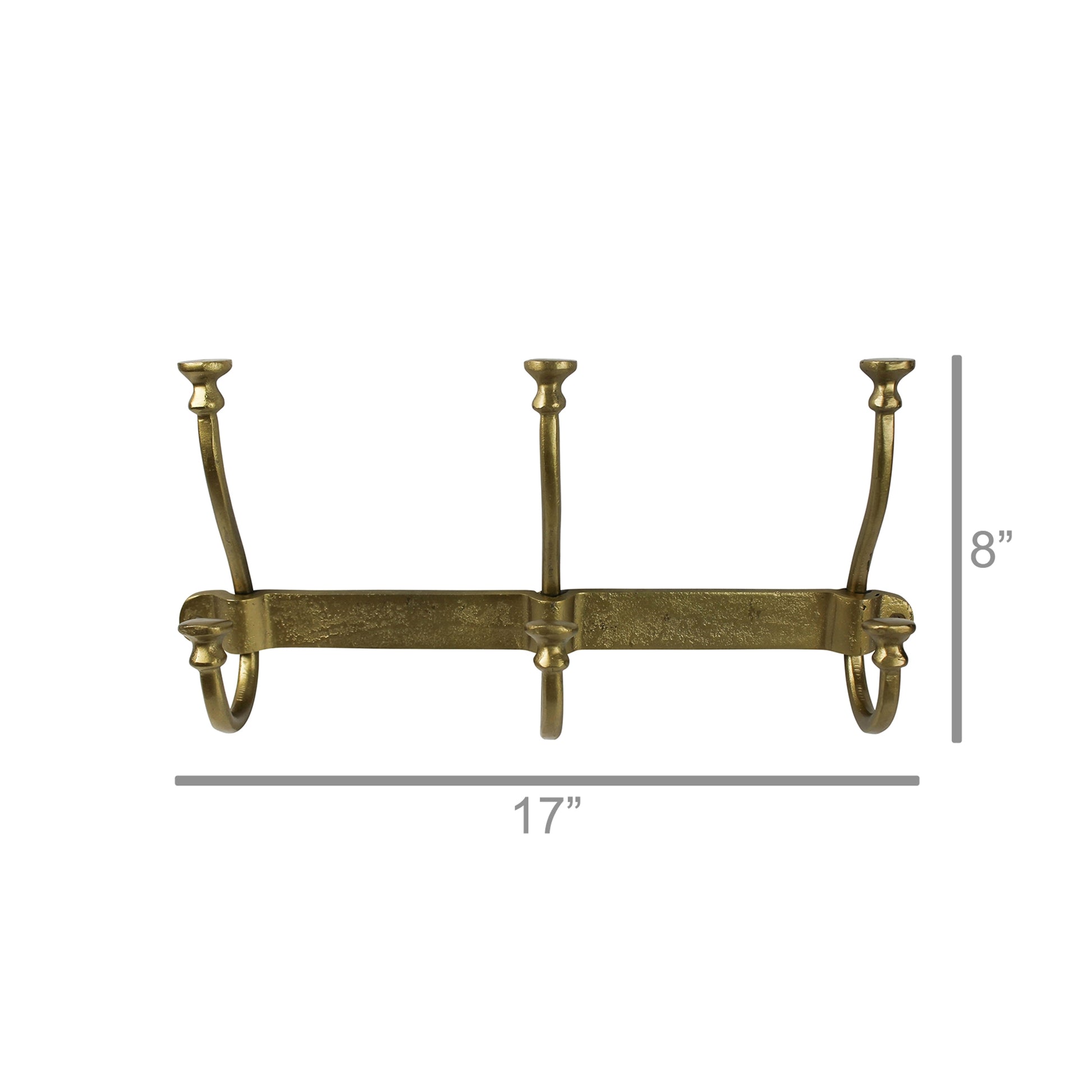 Murphy Hook Rail - 3, Brass Set Of 4 By HomArt | Hooks & Racks | Modishstore - 3