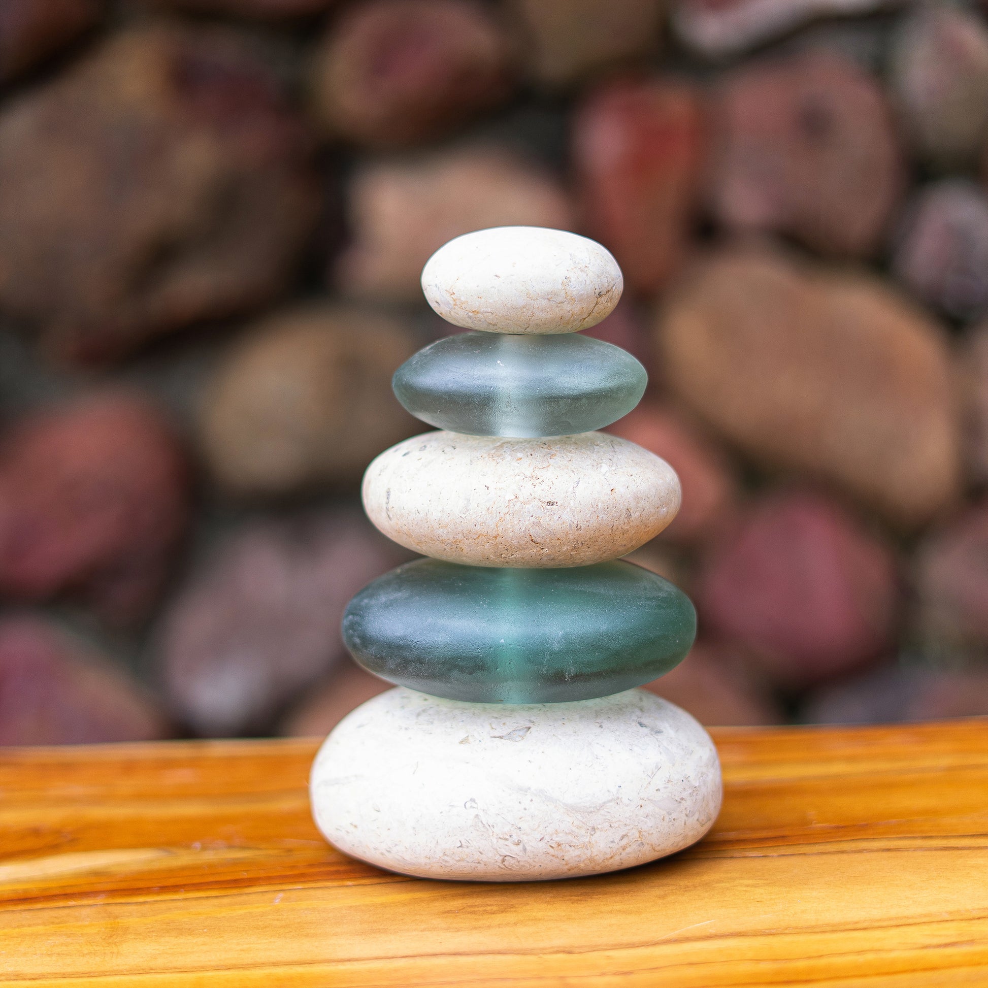 Quintuple Serenity Cairn - Green Set of 3 By Garden Age Supply | Sculptures | Modishstore - 1