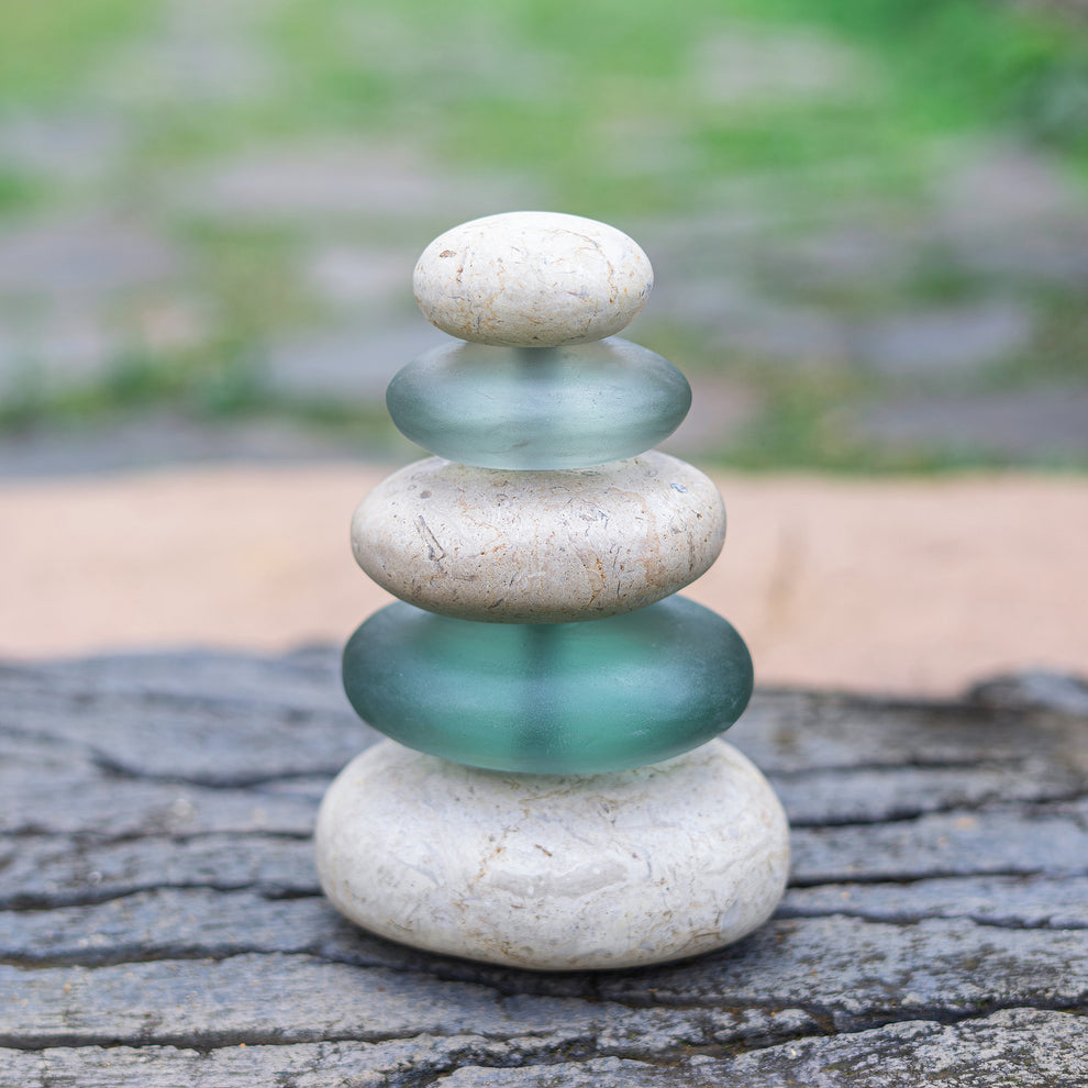 Quintuple Serenity Cairn - Green Set of 3 By Garden Age Supply | Sculptures | Modishstore - 2