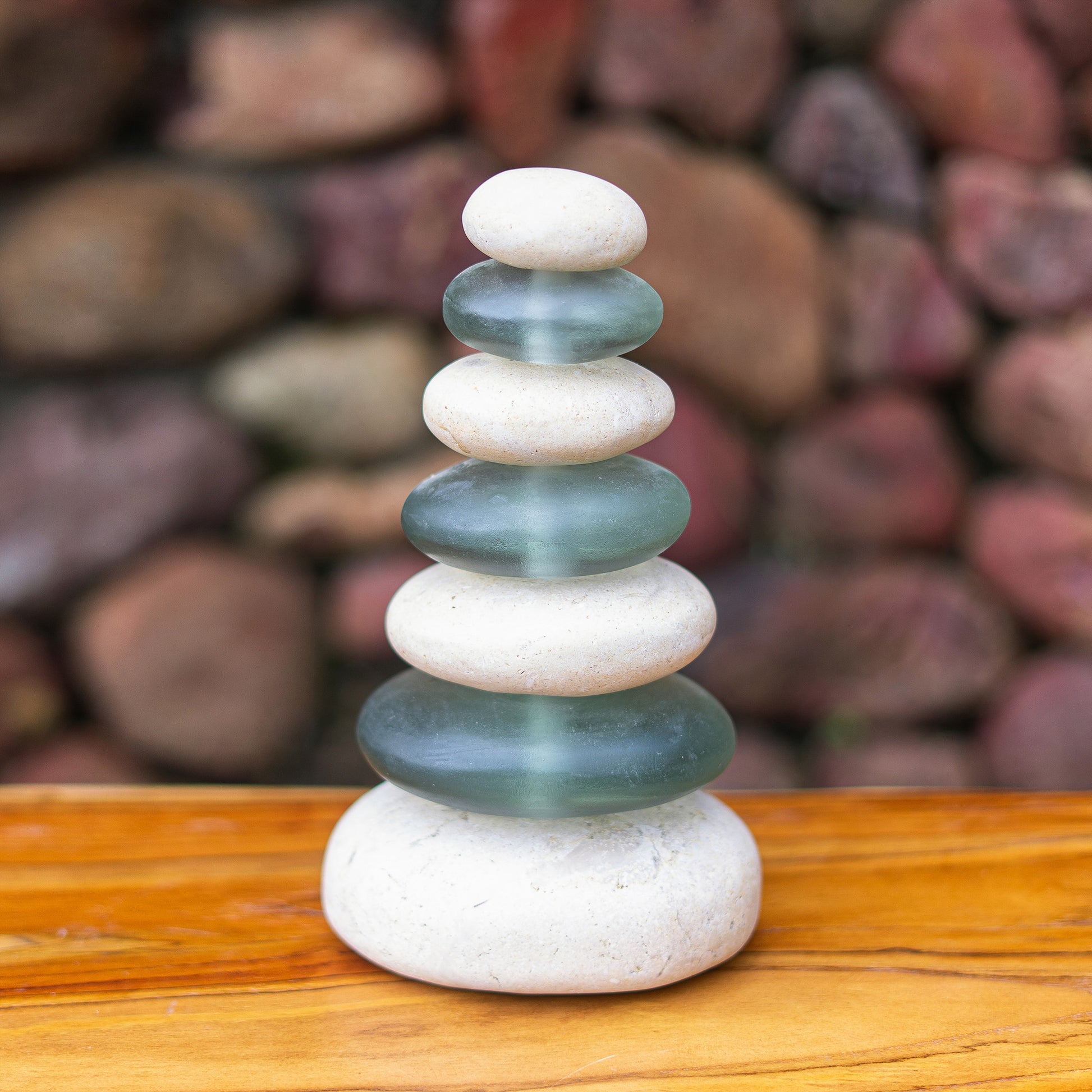 Septuple Serenity Cairn - Green Set of 3 By Garden Age Supply | Sculptures | Modishstore - 1