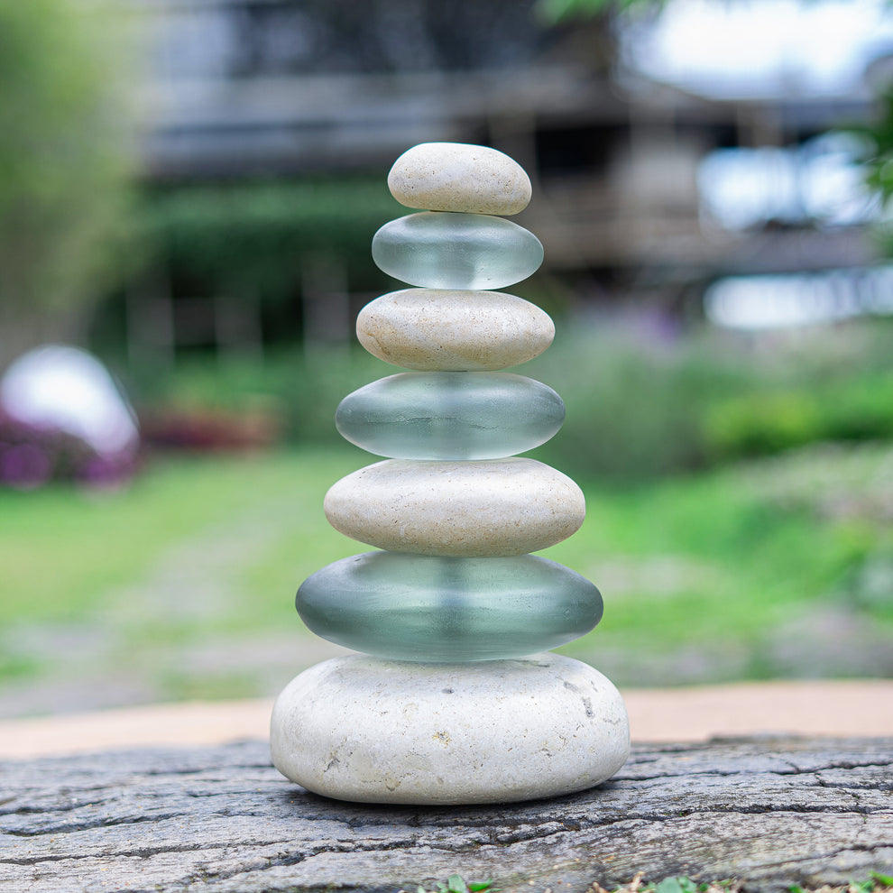 Septuple Serenity Cairn - Green Set of 3 By Garden Age Supply | Sculptures | Modishstore - 2