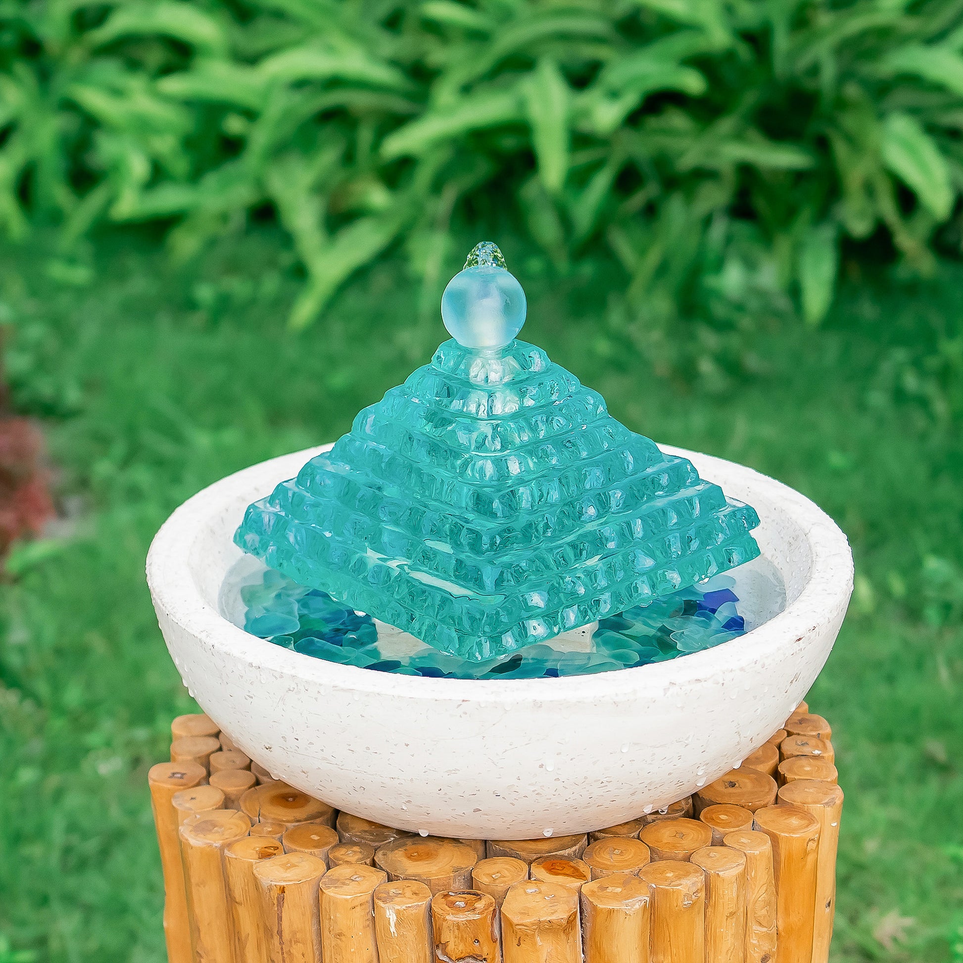 Glass Pyramid Fountain By Garden Age Supply | Sculptures | Modishstore - 1