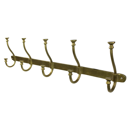 Murphy Hook Rail - 5, Brass By HomArt | Hooks & Racks | Modishstore