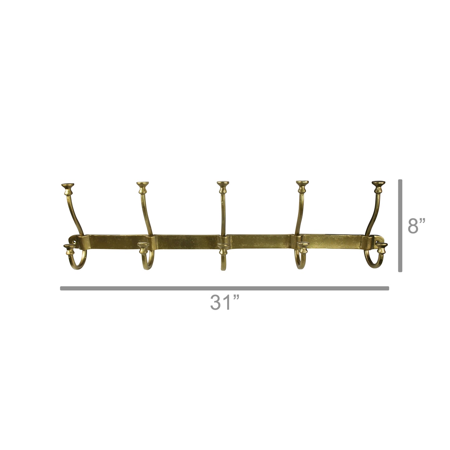 Murphy Hook Rail - 5, Brass By HomArt | Hooks & Racks | Modishstore - 3