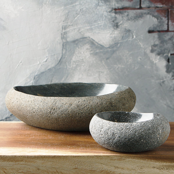 River Stone Bowls By Garden Age Supply | Decorative Bowls | Modishstore - 1
