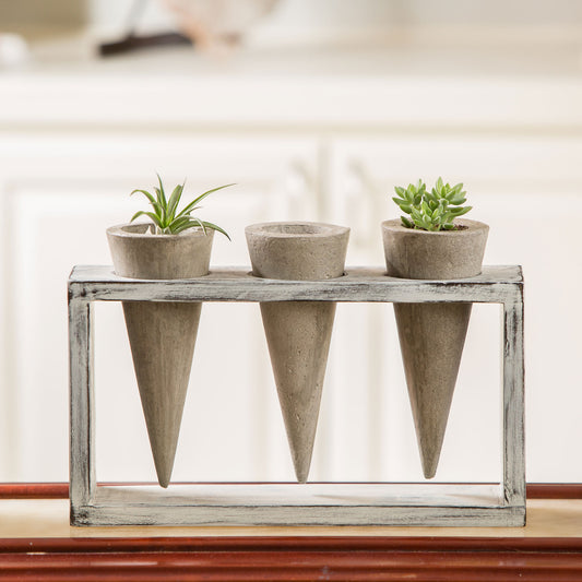 Trio Succulent Cones Set of 4 By Garden Age Supply | Sculptures | Modishstore - 1
