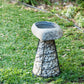 River Stone Birdbath on Stone Tower By Garden Age Supply