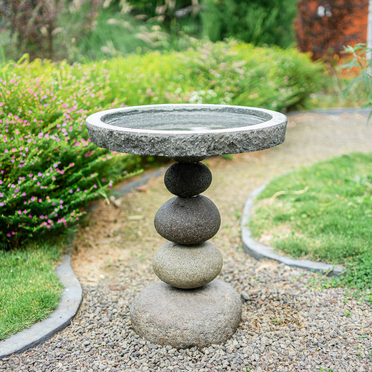 Rock Cairn Bird Bath By Garden Age Supply | Sculptures | Modishstore - 1