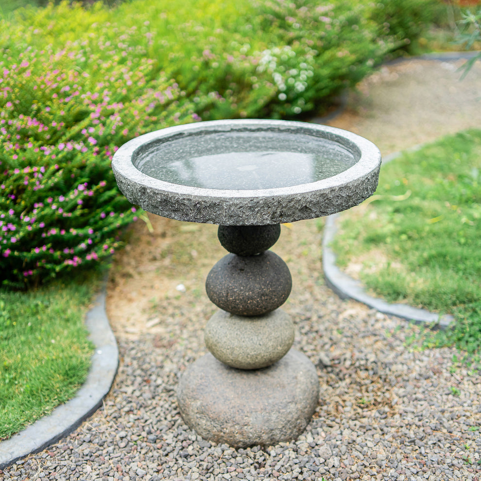 Rock Cairn Bird Bath By Garden Age Supply | Sculptures | Modishstore - 2